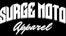 Surge Moto Apparel logo on a black background